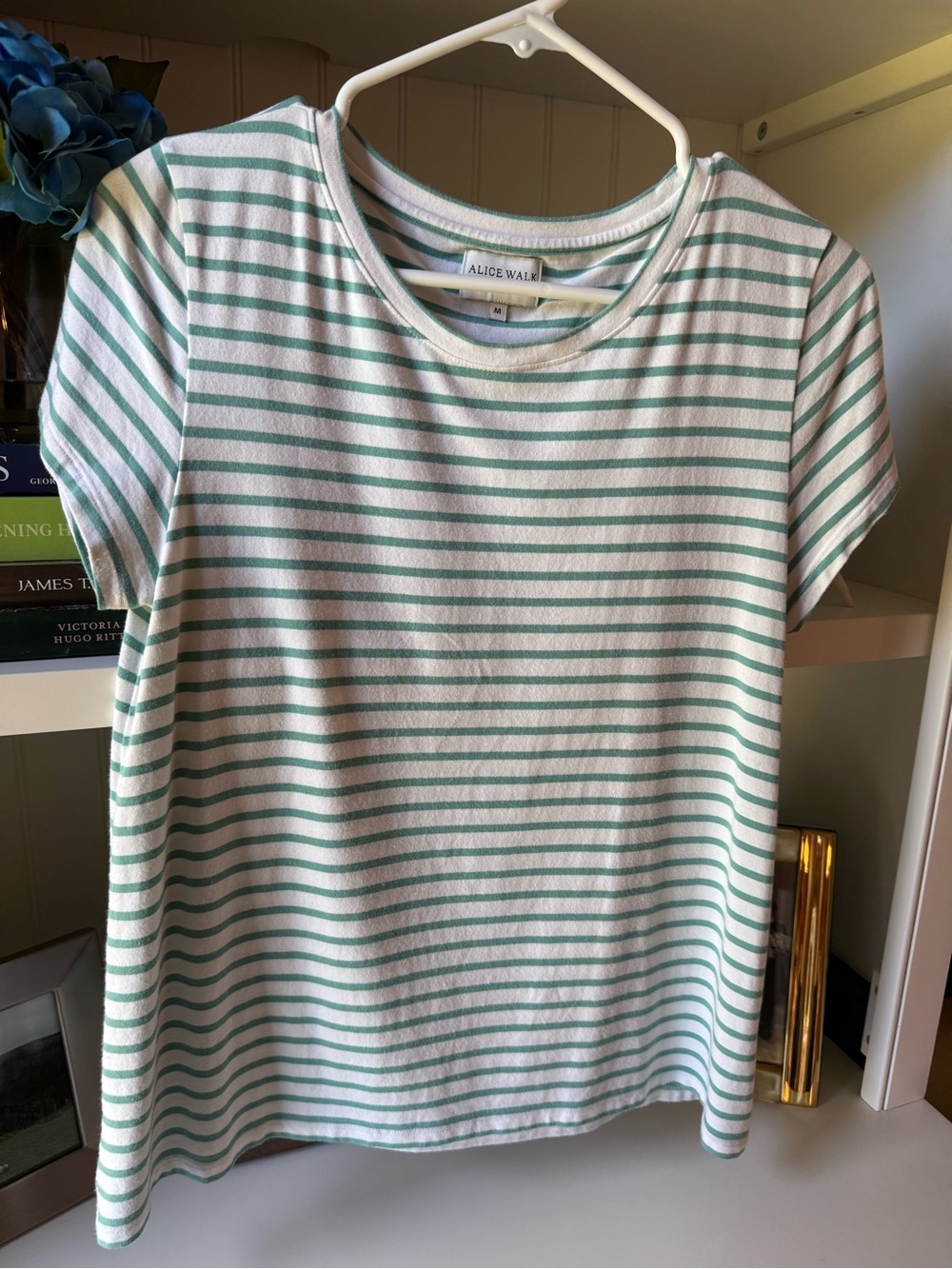 Alice Walk Green Striped Short Sleeve Tee